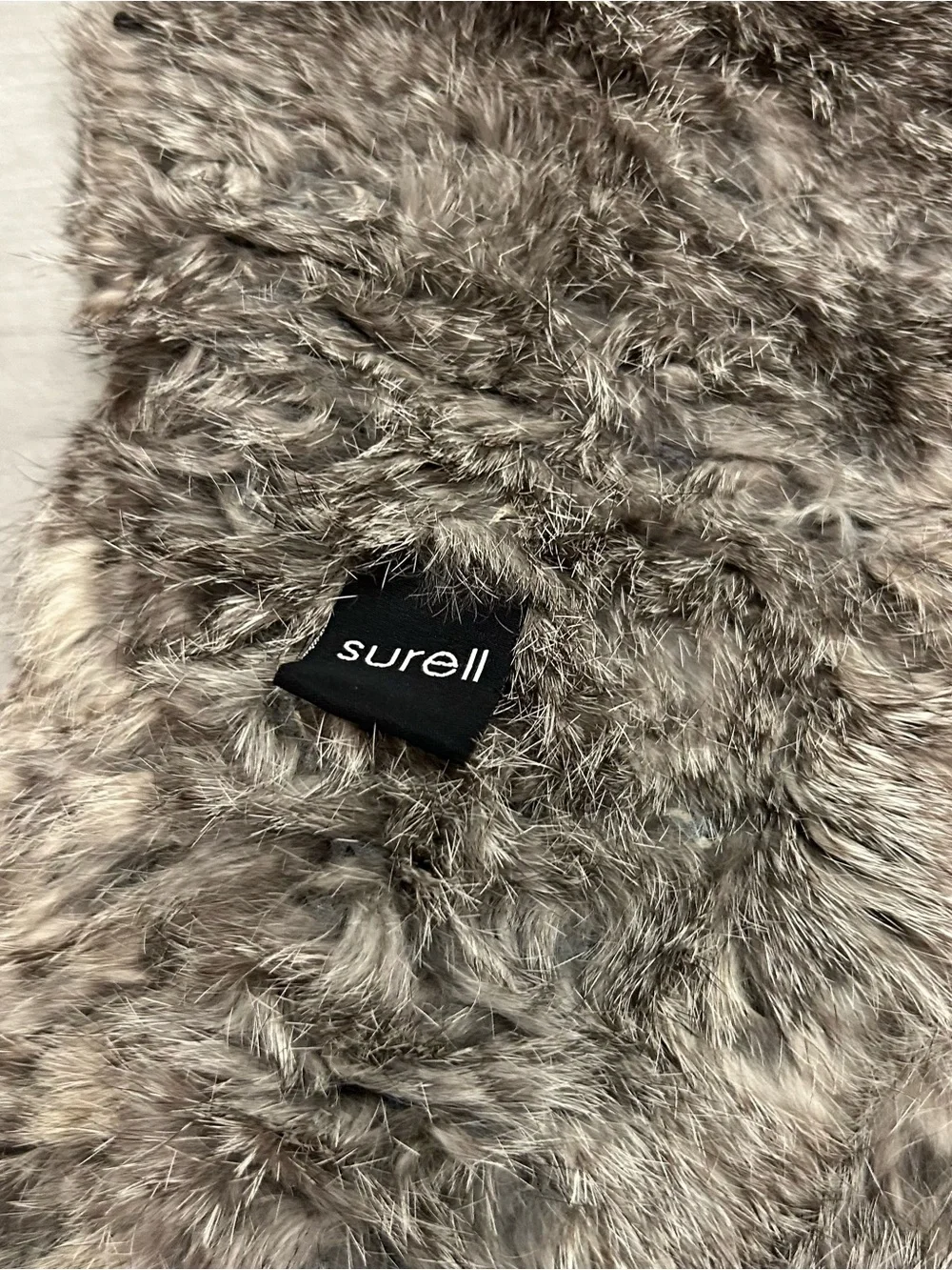 Surell 100% Rabbit Fur Scarf Neck Warmer Wrap Gray Brown Genuine Fur